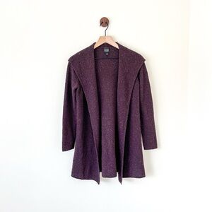 EILEEN FISHER Purple Lightweight Hooded Wool Cardigan Duster Sweater Women’s PP